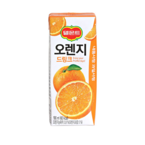 델몬트 오렌지 드링크 190ml, 64개 델몬트오렌지쥬스400