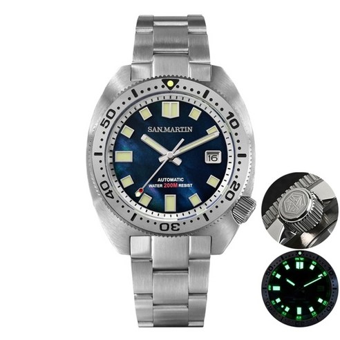 san martin diver 6105 wave 3d printing full luminous kanagawa 서핑 다이얼 nh35 automatic mechanical men w