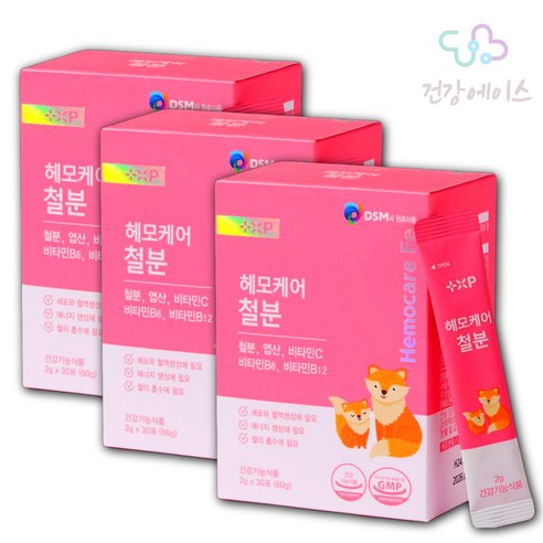 여성 어린이 철분제 아기 임산부 변비없는 헤모힘 헤모키즈철분 비헴철, 3세트, 30회분