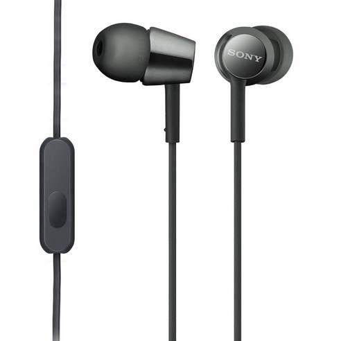 소니 베이스 마이크 장착 커널형 유선 이어폰, 블랙, MDR-EX155AP