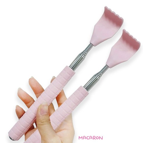 마카롱 효자손 접이식 휴대용 길이조절 등긁개, 2개, 핑크