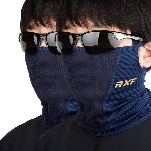 RXF MAX-7 1+1 여름 스포츠마스크 골프 등산 자전거마스크 얼굴햇빛가리개, 네이비+네이비, 2개