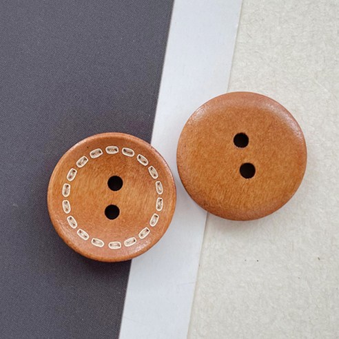 헤세드 20mm 빈티지 컬러 스티치 나무단추 우드단추(10개), 그린, 10개