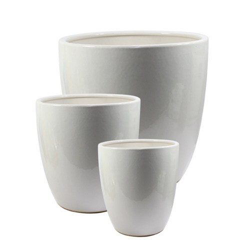 도자기화분 대중소 세트 - 화이트라운드 NO.261, 1세트