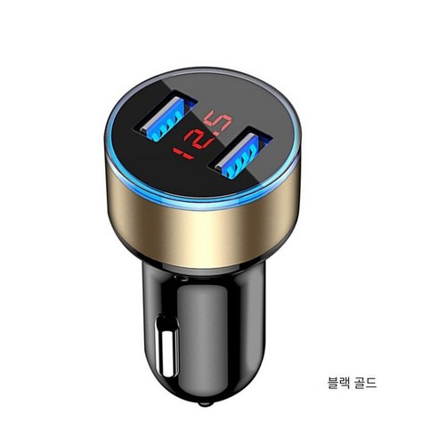 다기능 디스플레이 자동차 충전기 3.1A 듀얼 USB 스마트 폰 충전기 LED 조명, 전압 디스플레이 블랙 골드 OPP 가방