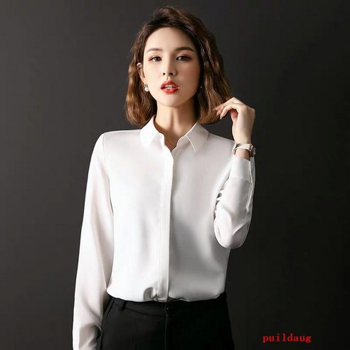 puildaug 흰 셔츠 여성 작은 가을 긴 소매 formalwork 사업 흰 셔츠 전문 기질