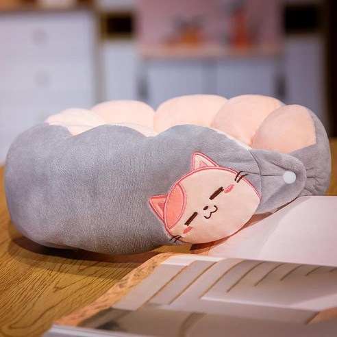 DFMEI 크리에이티브 캐릭터 애벌레 쿠션 러블리 토끼 목베개 여행베개 사무실 휴식 공룡 낮잠베개, DFMEI 고양이 식 목 베개, {"패션의류/잡화 사이즈":"30*30cm"}