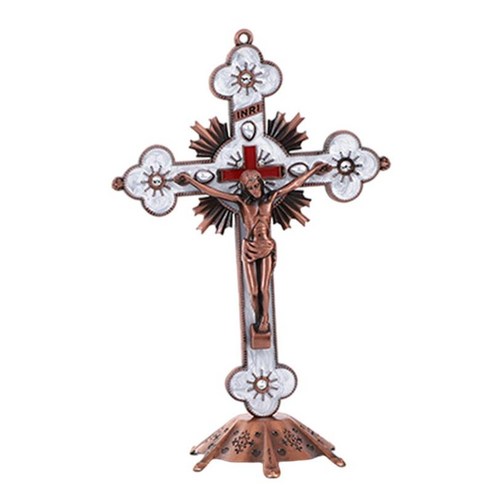 십자가 벽 크로스 테이블 크로스 8 "키가 큰 현대 가톨릭 기독교 인형 예수 십자가 벽 장식 선물 교회 홈 장식, 구리, 금속