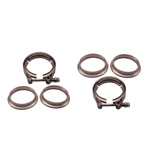 Ursmart 2 pcs 2.5" 클램프 스테인리스 플랜지 V-밴드 터보 인터쿨러 배관 키트 w/O-링, 스테인레스 스틸, 실버
