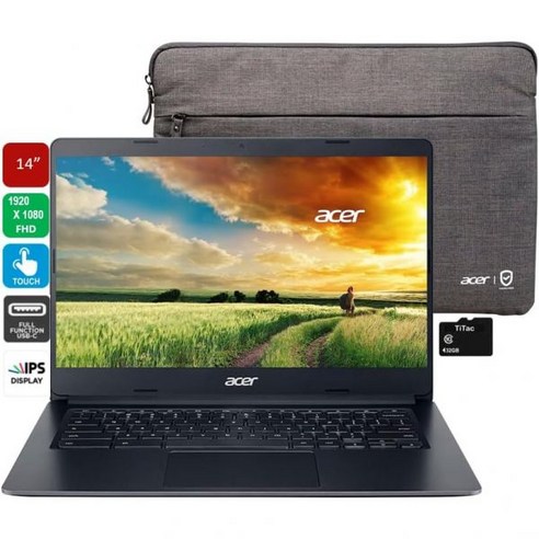 acer 2023 크롬북 314 노트북 컴퓨터 14인치 풀HD 1080P 터치스크린 IPS 디스플레이 인텔 Celeron N4020 프로세서 최대 2.8GHz 4GB RAM 64G, 단일, 단일