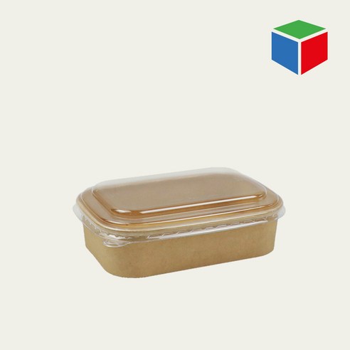 종이용기 KB-1716 (직사각/크라프트/PET뚜껑)-500ml 50개, 1세트, 50개입