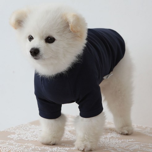 럭키페터 무지 강아지 옷 소형견 대형견 티셔츠 베들링턴테리어옷 리트리버옷, 네이비