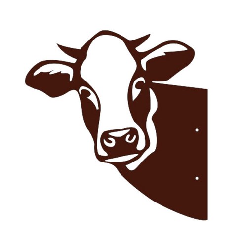 정원 Peeping 암소 장식 농장 Peeping Cow 금속 예술 작품 울타리 금속 실루엣 야드 아트 소 파티오 뒷마당 잔디, 검정, 35x35cm