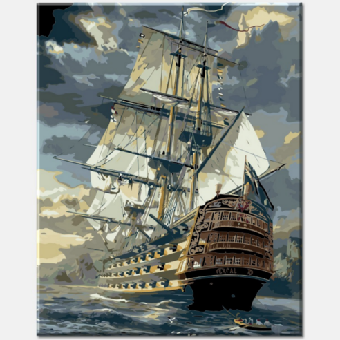 모모픽스페인팅 DIY명화그리기 40x50cm, J70 대향해 물감2배, 1개