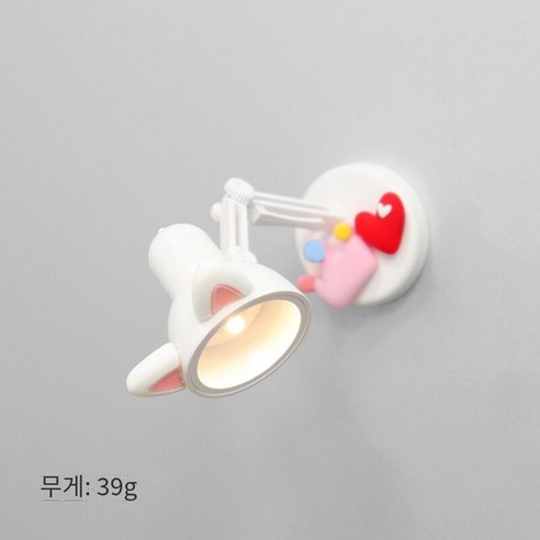 창조적 인 밝은 작은 책상 램프 자석 냉장고 자석 귀여운 냉장고 문 장식 야광 자기 흡입 페이스트, 흰색 책상 램프 삼각형 고양이 귀, 중간