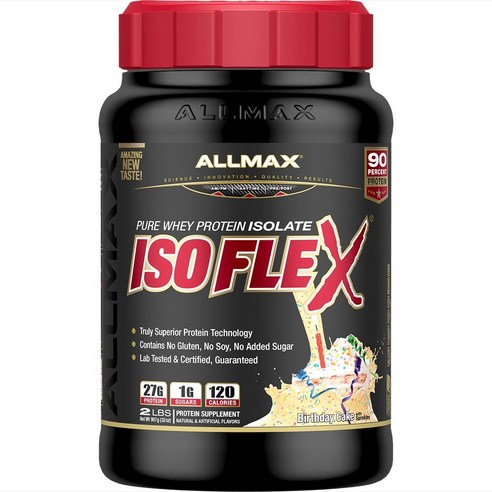 Allmax 아이소플렉스 퓨어 웨이 프로틴 아이솔레이트, 버스데이 케이크(Birthday Cake), 907g, 1개