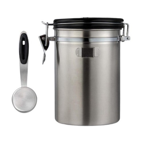 커피 용기 주방 건조 식품 보관 용기 밀폐, 실버 1800ml, 스테인레스 스틸