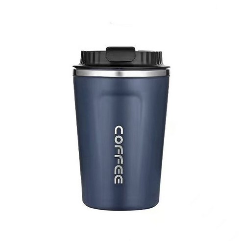 Forout 커피 보온 스테인리스 스틸 휴대용 텀블러, 블루, 380ml
