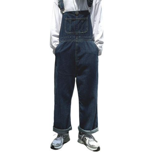 남자 루즈핏 빅 사이즈 스트레이트 데님 멜빵바지 Men''s jeans