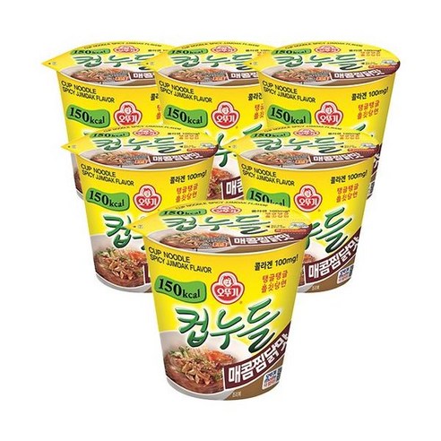 오뚜기 컵누들 매콤찜닭맛 45.5g, 6개