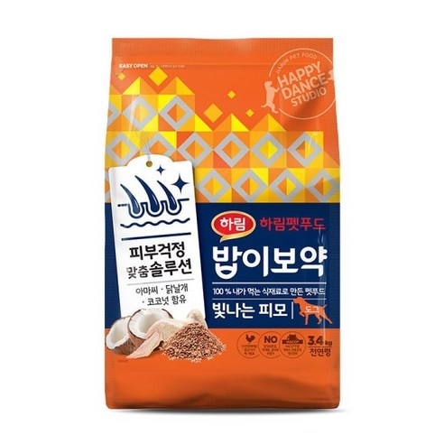 하림펫푸드밥이보약 고양이 기능성 사료, 피부/피모, 3.4kg, 1개 
고양이 사료