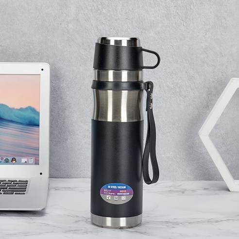 ZZJJC 아이디어 보온병 아이디어 텀블러 아웃도어 보온병, 블랙, 750ml