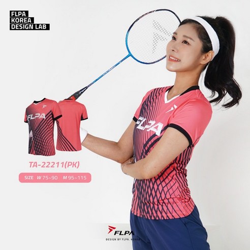 플라이파워 플파 티셔츠 배드민턴 반팔 상의 플파트너 핑크 TA-22211PK 남성 여성 배드민턴복