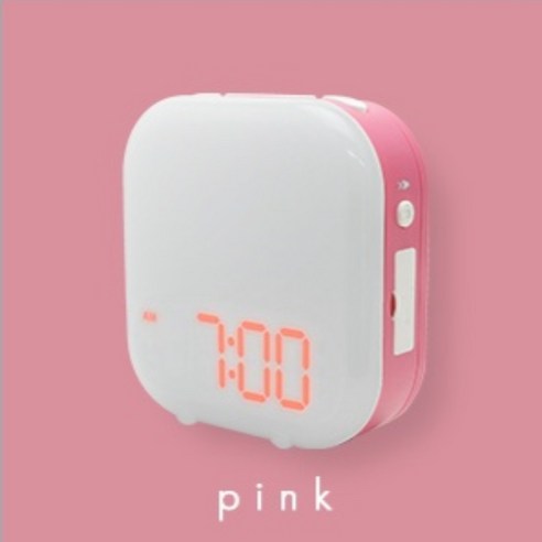일본 제조 디지털 탁상 알람시계 HIKARIDE 핑크색 인공태양알람시계