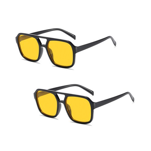 리빙듀오 파티선글라스 안경 인싸템 인생네컷 2개 한세트, 040.큐브선글라스 옐로우(182)