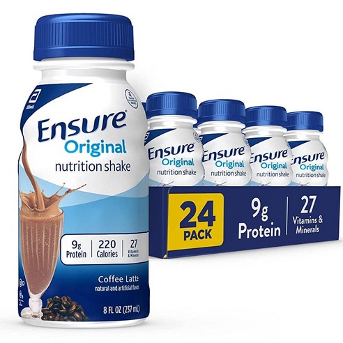 Ensure Nutrition Shake 엔슈어 오리지널 커피 라떼 8floz 237ml 24팩, 24개