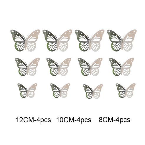 OEM 금속 중공 시뮬레이션 나비 금색과 은색 벽 스티커, Silver