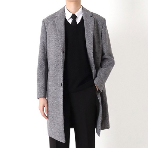 스타일리시한 겨울 필수품으로 지지블랙 케빈의 프리미엄 울 캐시미어 하프 롱 싱글 코트를 선택하세요.