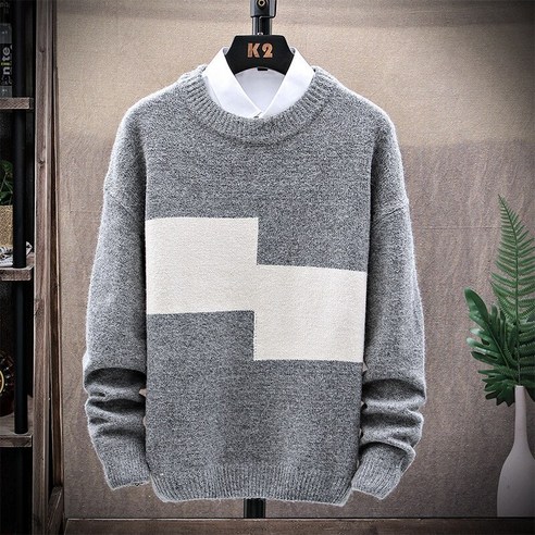 Mao새로운 라운드 넥 남성용 스웨터 한국식 패션 따뜻한베이스 셔츠 청소년 캐주얼 긴 소매 스웨터