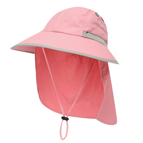 따봉오빠 여성 낚시 농사 등산 메쉬 턱끈 포니테일 햇빛 와이드챙 벙거지 모자 YY5220, 핑크