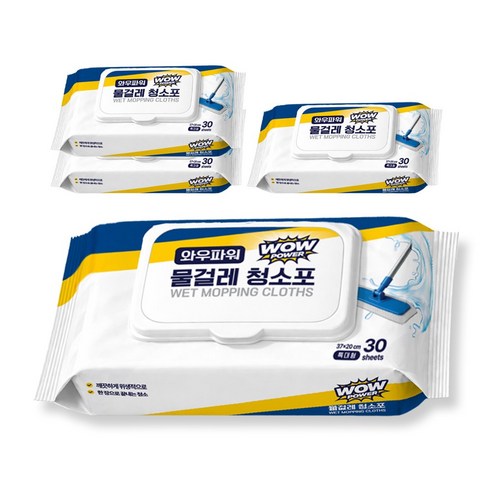와우파워 물걸레 청소포 70gsm 특대형 30매, 4개