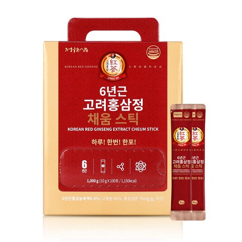 정원삼 6년근 고려홍삼정 채움스틱 100포, 10g x 100포 1박스, 상세페이지참조