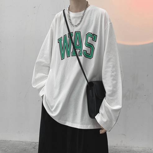 편지 긴 소매 티셔츠 남성 봄 가을 얇은 유행 브랜드 스트리트 기본 스웨터 가을 느슨한 홍콩 홍콩 스타일 유행 옷