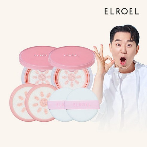 엘로엘 핑크 톤업 선쿠션 본품2+리필2_ELROEL, 15g, 1개