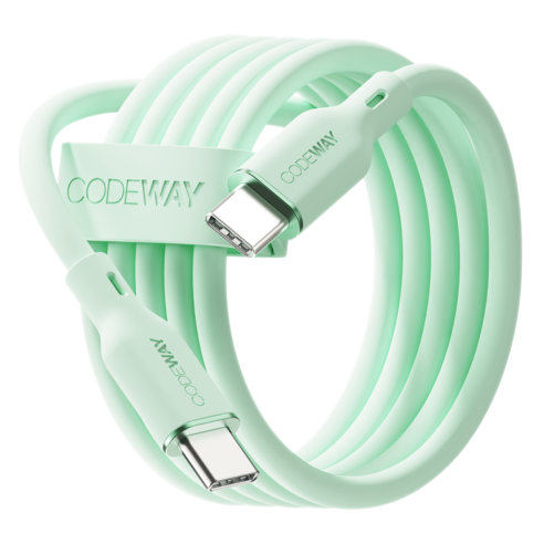 코드웨이 팔레트 100W PD C to C타입 초고속 충전 케이블, 스프링 민트, 2m, 1개