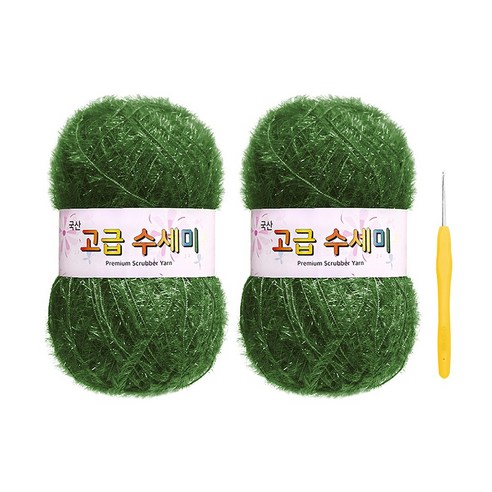울클럽 별꽃수세미 DIY 고급수세미실 80g 2볼 + 코바늘 6호 (동영상제공), 141초록빛카키