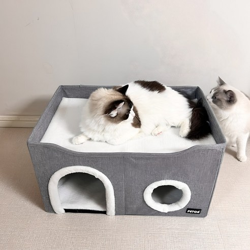 고양이를 위한 편안함과 따뜻함이 담긴 PETCA 고양이 하우스 2층 숨숨집 플러스