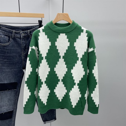 겨울 남자 골프 재킷 남자 골프 의류 라운드 넥 대비 스티칭 스웨터 남자의 겨울 새로운 다이아몬드 격자 컬러 매칭 슬림 스웨터