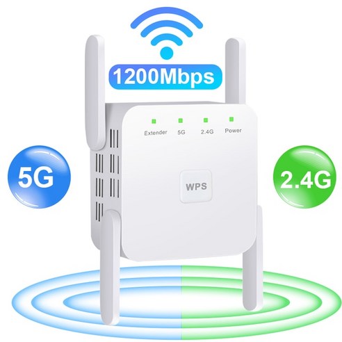 휴대용 와이파이 에그 포켓와이파이 5G 리피터 범위 확장기 5 Ghz 신호 증폭기 라우터 부스터 1200Mbps 장거리, 2.5G White - 미국 플러그