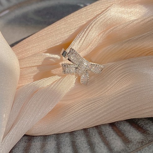 하이 엔드 실버 다이아몬드 반지 패션 라이트 럭셔리 틈새 디자인 성격 기질 오픈 입 먹는 반지