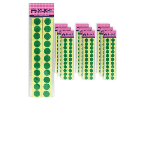 유니아트 원형찍찍이 20mm 초록, 200개