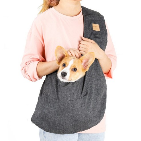 한쪽 어깨휴대용의 고양이 강아지 슬링백, 짙은 회색