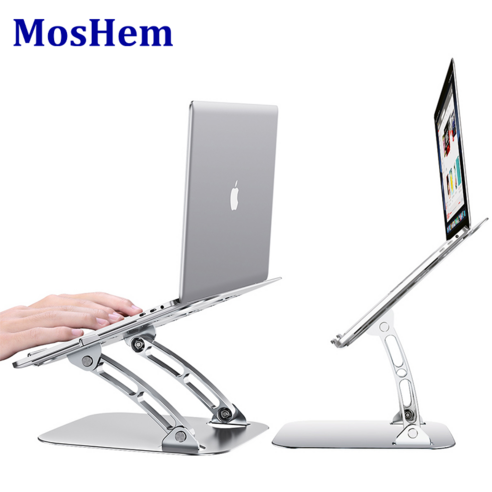 MosHem 노트북 스탠드 각도 높이 조절 알루미늄 휴대용 거치대, 실버