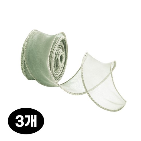 헤음 오간디 청첩장 꽃다발 선물 포장 리본 40mm 9m, 3개, 민트