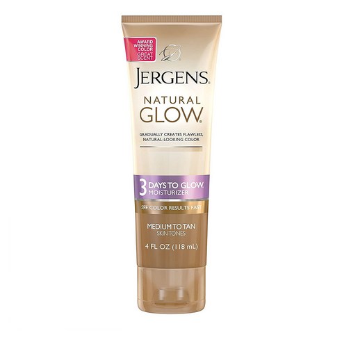 저겐스 Jergens Natural Glow 3Days to glow Moisturizer 태닝 로션 미디엄 투 탄 셀프118ml, 1개