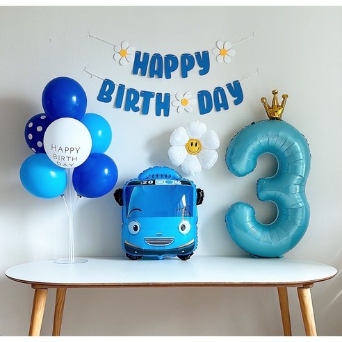 [하루비파티] 캐릭터풍선 두돌생일 생일파티세트, 타요3, 1개